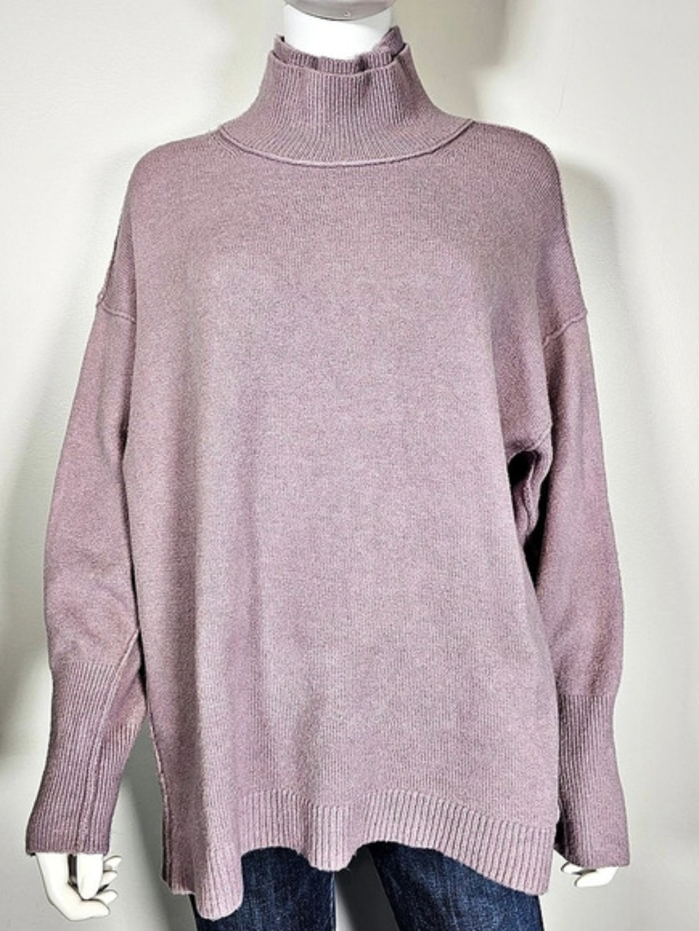 Free People Afterglow Slouchy Tunic Turtleneck Lilac Pink Purple Sz XS